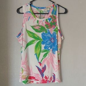 Chaus Women's Tropical Floral Tank Top - Pink, Green, Blue